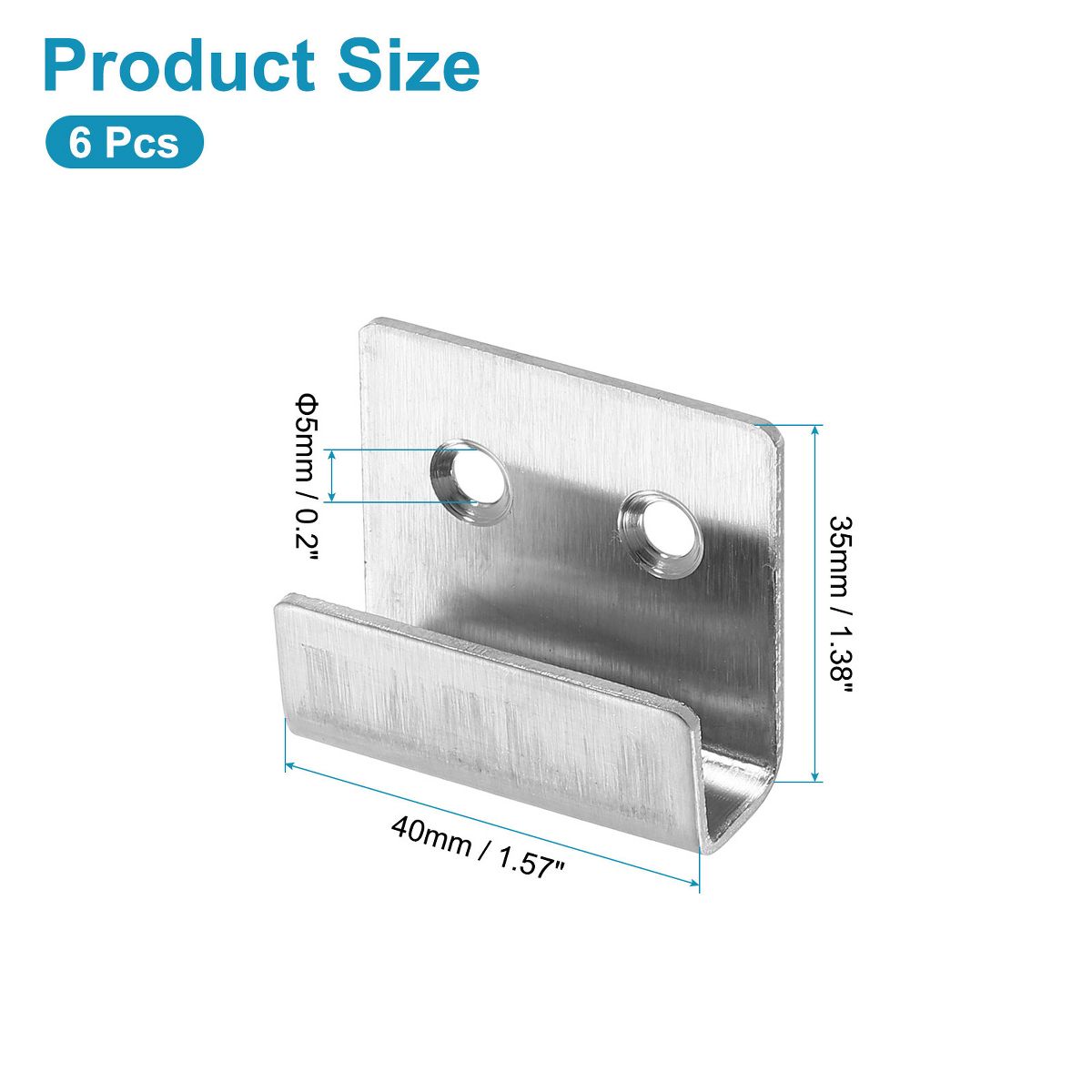 Unique Bargains Stainless Steel Mirrors Picture Display Wall Mounting Support Brackets 6 Pcs - thumbnail 8