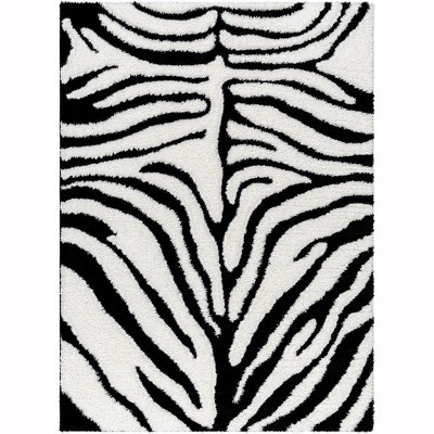 Mark & Day Delonte 5'3"x7' Rectangle Woven Indoor Area Rugs Black/Cream: Modern Stain-Resistant Polyester, Pet Friendly