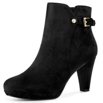 Allegra K Women's Platform Side Zippers Chunky Heel Ankle Boots Black 6 ...