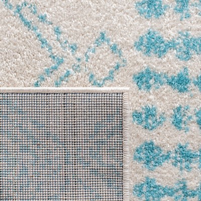 Ivory and Turquoise Hand-knotted Wool 6' x 9' Area Rug