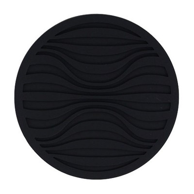 10x0.5cm Round Silicone Coaster Non-Slip Wave Mug Heat Insulation Cushion Drainage Coffee And Tea Coaster, Color: Black