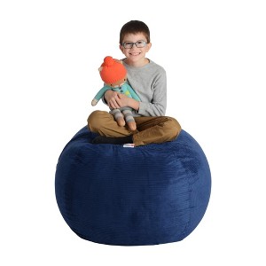 Creative QT Stuff n Sit XL 38" Bean Bag Storage Cover for Stuffed Toys, Great as Bedroom Organizer or Chair, Royal Blue Corduroy - 1 of 4