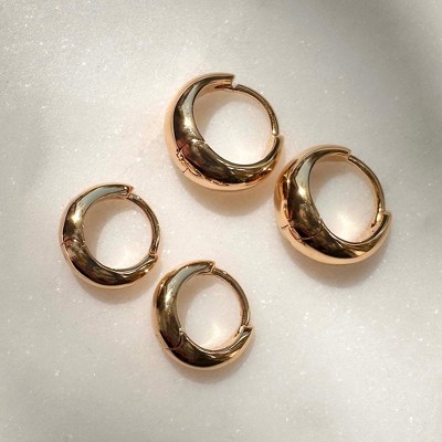 Dome Huggie Hoops (10mm, 13mm) in Gold, Silver, Rose Gold - Honeycat