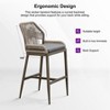 PURPLE LEAF Patio Sunbrella Bar Stools Set of 2 Handwoven Wicker Bar Height Stool Modern Aluminum Outdoor Wicker Barstools with Back and Cushion - 4 of 4