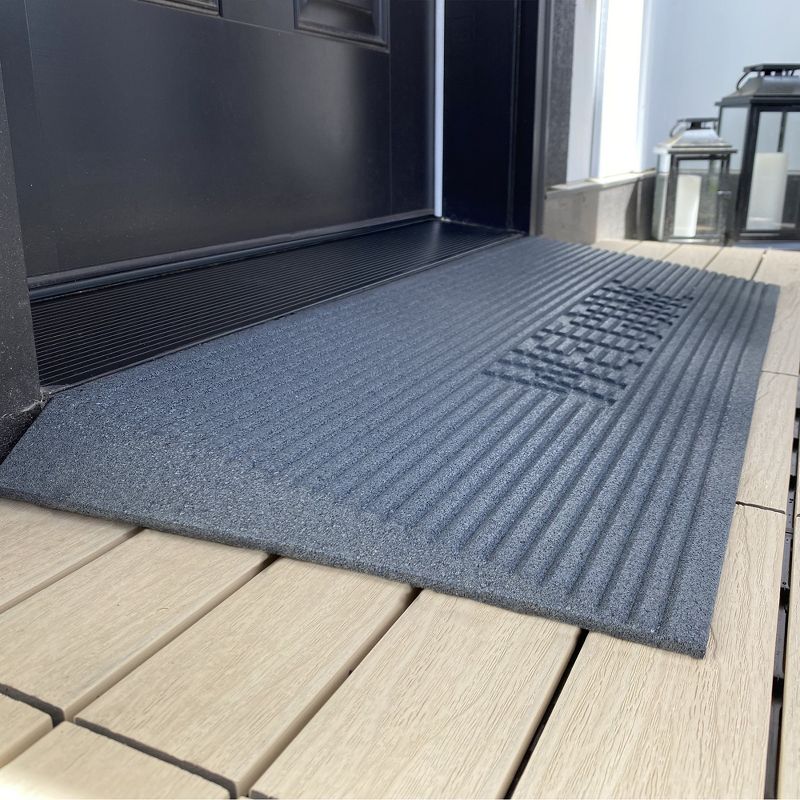 EZ-ACCESS TRANSITIONS 2.5 Inch Low Pile Transitional Non Slip Rectangular Rubber Angled Welcome Entry Mat Ideal for Indoor and Outdoor Use, Gray, 3 of 7