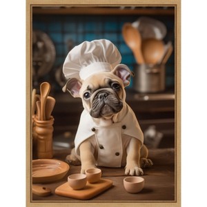 Amanti Art French Bulldog Puppy Chef by Andreas Magnusson Framed Canvas Wall Art - 1 of 4