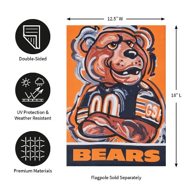 Chicago Bears Double-Sided Suede Garden Flag with Mascot Artwork