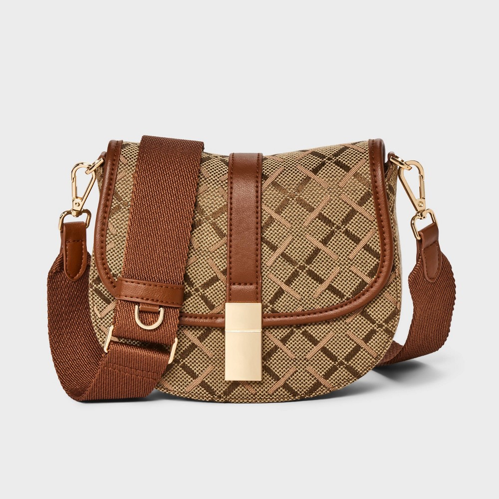 Jacquard Saddle Crossbody Bag - A New Day™ Brown