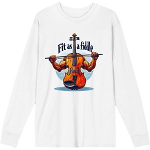 Fit As A Fiddle Violin Humor Adult Crew Neck Long Sleeve Tee - 1 of 2