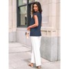 Women's Lace Top Pleated Short Sleeve Flowy Blouse Summer Loose Business Casual Dressy Shirts - 3 of 4