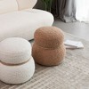 CAVINAS Snowman Plush Stool – Round Ottoman with Lamb Wool Cushion and Solid Wood Frame, Ottoman Foot Rest, Bedroom End Bench, Footstool - 3 of 4