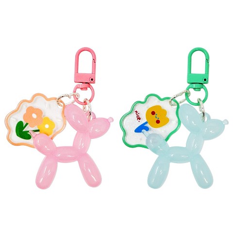 Wrapables Cute Balloon Dog Keychain, Bag Charm Accessory for Purse Handbag Backpack (Set of 2) Pink and Blue
