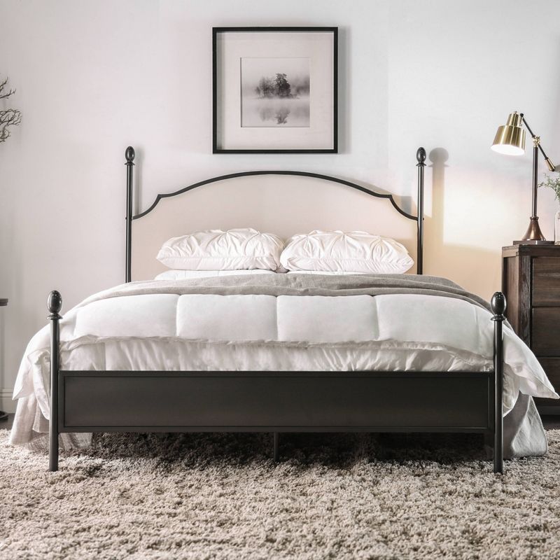 Geraldine Upholstered Headboard Poster Panel Bed Powder Coated Gun Metal - HOMES: Inside + Out, 3 of 11