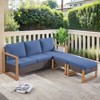 Buenhomino 3 Pieces Patio Sofa with Ottomans, All-Weather PE Rattan Wicker Sofa Small Patio Conversation Couch with Cushion,Blue Cushion&Brown Wicker - 2 of 4