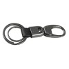 Unique Bargains Metal Faux Leather Double Split Ring Key Holder Key Chain Black - 4 of 4