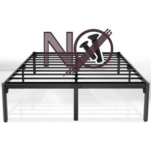 35.56 cm High Heavy-Duty Metal Bed Frame with Steel Plate Support, Screw-Free Assembly, No Box Spring Needed, Quiet, Black - 1 of 3