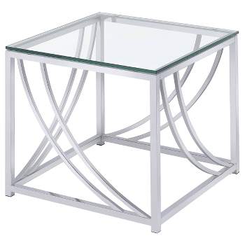 Lille Square End Table with Glass Top Chrome - Coaster
