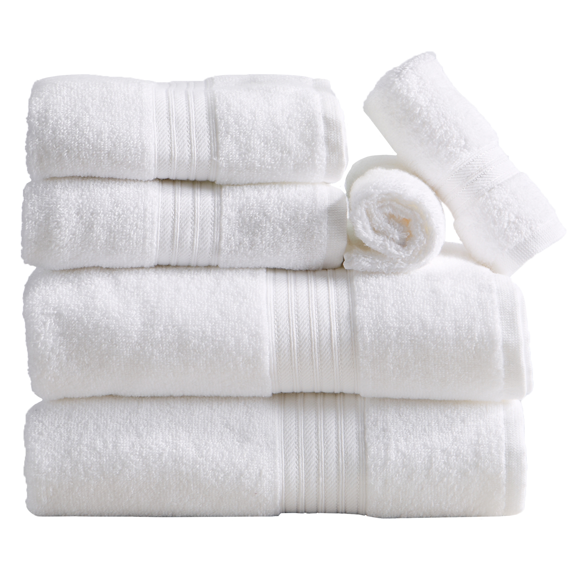 100% Cotton Quick-Dry Everday Towel Set - Great Bay Home (6 Piece Set, White)