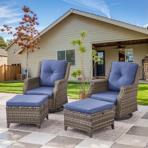 POCASSY Outdoor Rocking Chairs Swivel Chairs Set of 2, All Weather Gray Wicker Rattan 360° Swivel Patio Chair for Balcony, Porch, Pool - 1 of 4