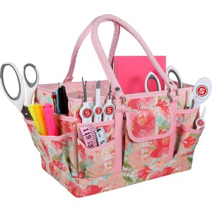 Singer Water Color Floral Print Storage Tote: Sewing Bag with Polyester Material & Carrying Case - 1 of 4
