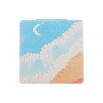 Unique Bargains Square Hand-drawn Makeup Mirror Blue Orange 1 Pc