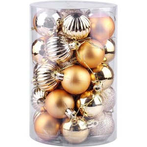 TackView 34 pieces of 4cm Shatterproof Christmas Ball Ornament Set - Durable Xmas Tree Hanging Decorations for Holiday & Wedding Decor - 1 of 3