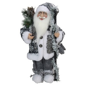 Northlight 16" Gray and White Country Santa Claus Christmas Figure - 1 of 4