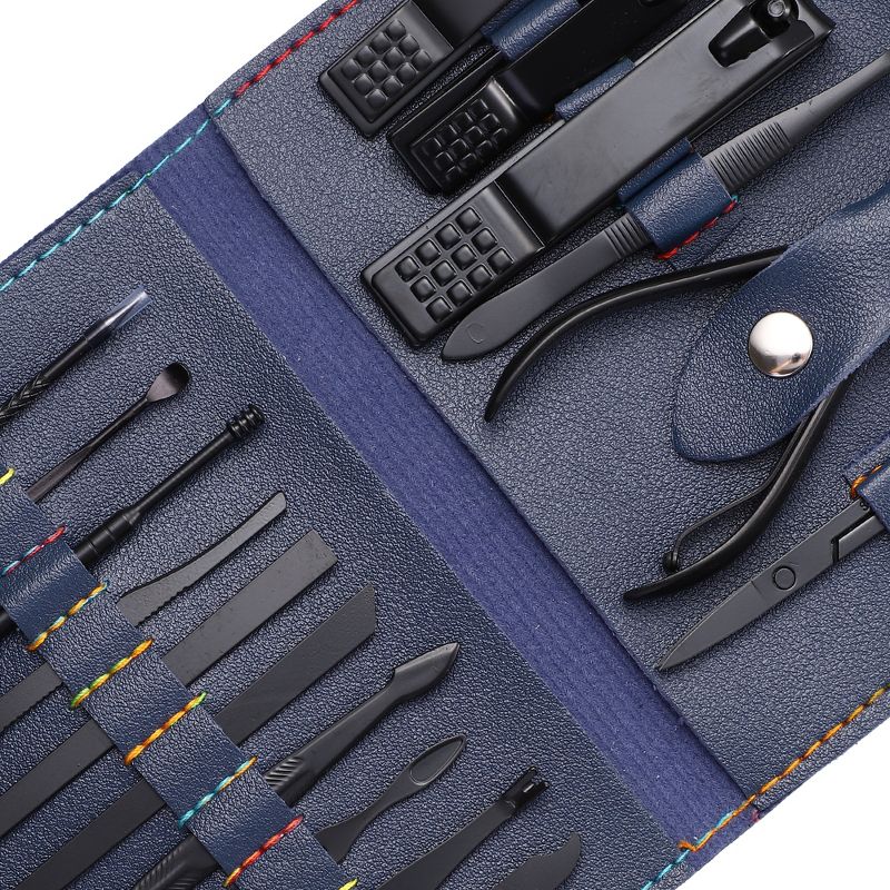 Unique Bargains Manicure Set Stainless Steel Nail Clippers Pedicure Kit With Case Black 16 Pcs, 2 of 4