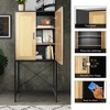 59'' Tall Rattan Storage Cabinet with X-Shaped Supporting Bars and 3-Tier Shelves - Natural Finish - 4 of 4