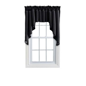 Ellis Stacey Solid Color Window 3" Rod Pocket High Quality Fabric Lined Swag Set Black - 1 of 4
