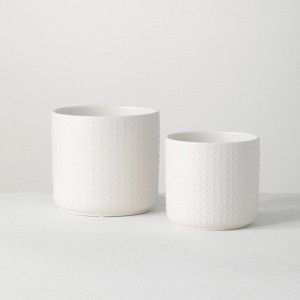 Sullivans Set of 2 Ceramic Planter Vases 6" & 5" White - 1 of 3