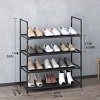 SEVOBAL 4-Tier Sturdy Shoe Organizer Metal Storage Shelf for Multiful Pairs Stackable for Closet Entryway Hallway, Black, 6.69"*2.76"*22.44" - 3 of 4