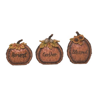 Transpac Resin Harvest Pumpkin Figurine Set of 3 Fall/Harvest Home Decorations