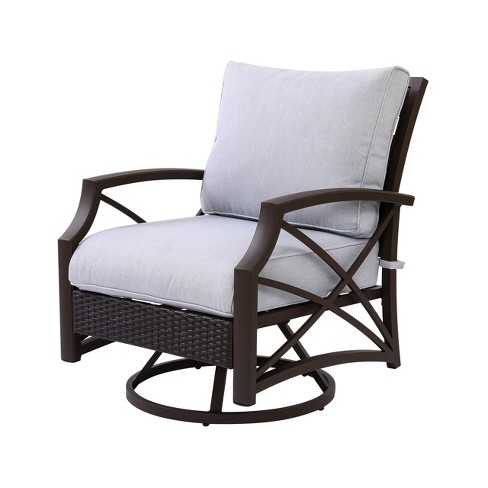 Kinger Home 1-piece Swivel Chair With Cushion For Patio, Rattan Wicker ...