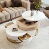 Okak Modern 31.5" Round Coffee Table Lift-top Nesting Coffee Tables with 2 Drawers and Storage for Living Room/Office, Space-Saving - 2 of 4