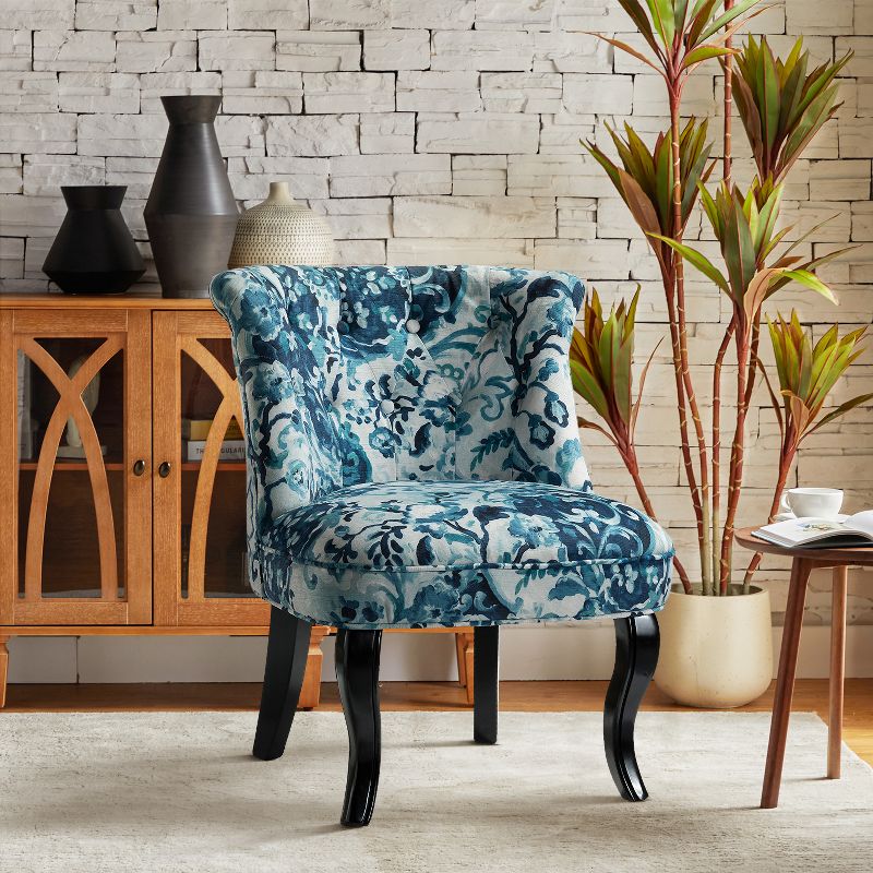 Side Accent Upholstered Velvet Tufted Chair with with Elegant pattern  | Karat Home, 4 of 11
