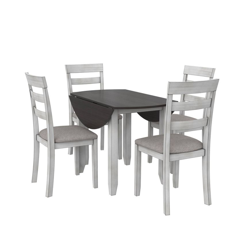 5pc Jersey Drop Leaf Wood Dining Set with Round Table and 2 Chairs Oyster - Dorel Home Products, 5 of 12