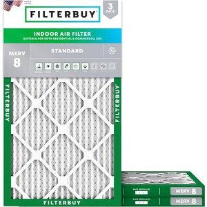 Filterbuy 20x36x1 Air Filter (3-Pack), Pleated MERV 8 Dust Defense Replacement HVAC AC Furnace Filters (Actual Size: 19.75 x 35.75 x 0.75) - 1 of 4