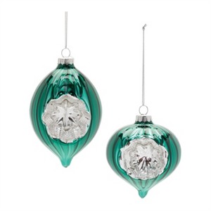 Green Glass Reflector Ornaments – Set of 12 - 1 of 4