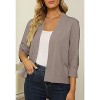Women's 3/4 Sleeve Open Front Cropped Cardigan Sweater Elegant Shrugs for Women - 3 of 4