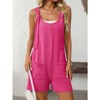 Women's Summer Casual Sleeveless Rompers Scoop Neck Striped Bib Shorts Jumpsuit Beach Overalls Vacation Outfit Clothes - 4 of 4