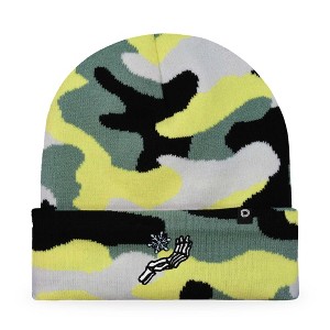 Dalix Chill Skeleton Hand Embroidered Beanie Snowflake Warm Winter Knit Hat for Men - 1 of 4