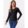 Allegra K Women's Ribbed Knit Long Sleeve Round Neck Zipper Front Blouse - 4 of 4
