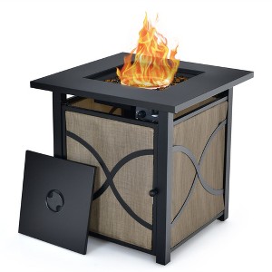 Tangkula 25’’ Propane Fire Pit Table 40,000 BTU Gas Fire Pit Patio Square Firetable for Backyard Garden Deck - 1 of 4