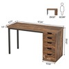 Resenkos Computer Desk, Office Desk, Study Desk,47" Computer Desk with 5 Drawers, Modern Study Table Writing Desk,Brown - 2 of 4