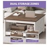 Farmhouse Square Coffee Table with Open Storage Compartment Wood Cocktail Table For Living Room Organizer Off White - 4 of 4