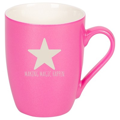 Elanze Designs Making Magic Happen 10 Ounce Ceramic Laser-Etched Engraved Drinkware Mug, Metallic Princess Pink