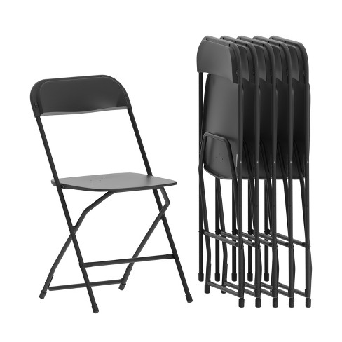 Flash Furniture Hercules Series Plastic Folding Chair Black 6 Pack 650LB Weight Capacity Comfortable Event Chair Lightweight Folding Chair