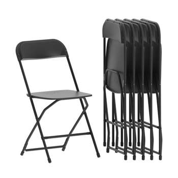 Emma and Oliver Set of 6 Stackable Folding Plastic Chairs - 650 LB Weight Capacity