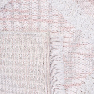 Augustine 4' x 6' Pink and Ivory Flat Woven Synthetic Area Rug